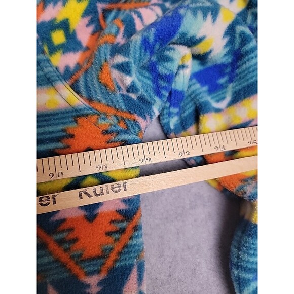 RF Brand Shirt Shacket Mens L Aztec Fleece Orange Blue Yellow Snaps Pockets READ - Picture 15 of 16